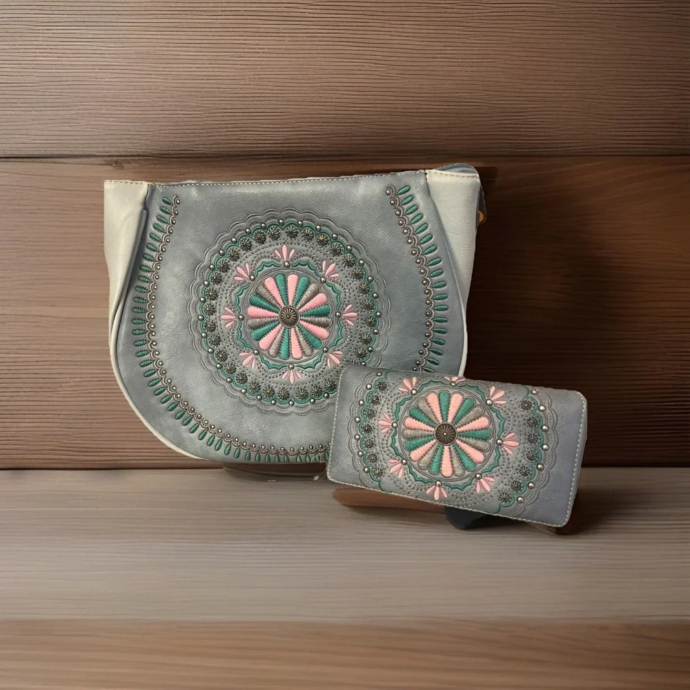 Montana West Western Country Concealed Carry Purse Embroidered + Wallet‎